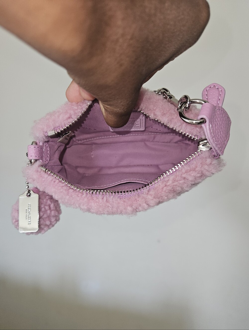 Rare Coach Nolita 15 Shearling/Leather Pink/Purple Wristlet - Picture 7 of 7